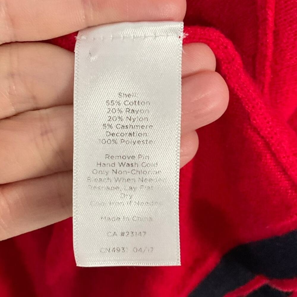 Talbots Tipping & Bow Charming Cardigan Red Cashmere Pearls Decorative Bow Large - Picture 7 of 8